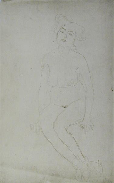 Zittende naakte vrouw, ca. 1903 door Gustav Klimt