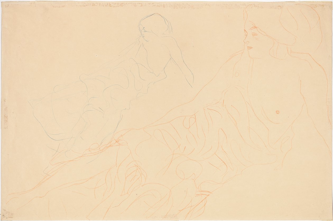 Liggende naakten, 1913 door Gustav Klimt