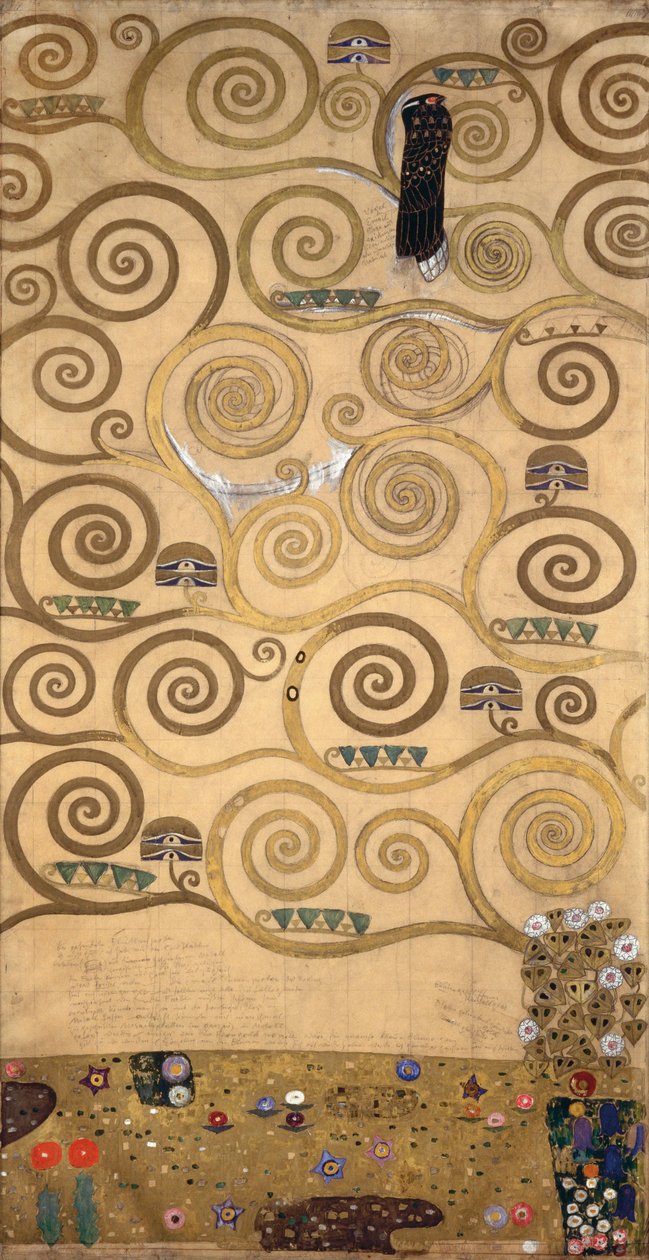 Schetsen voor de fries voor het Palais Stoclet in Brussel, België (aquarel  potlood op papier) door Gustav Klimt