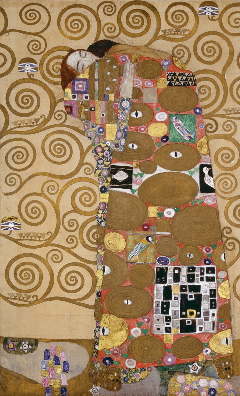 Schetsen voor de fries in het Palais Stoclet in Brussel, België (aquarel  potlood) door Gustav Klimt