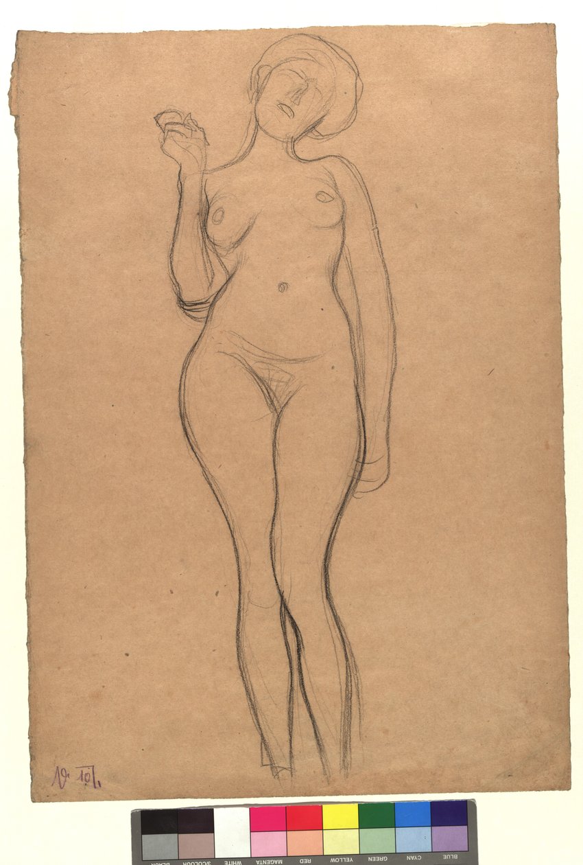 Stehender weiblicher Akt door Gustav Klimt