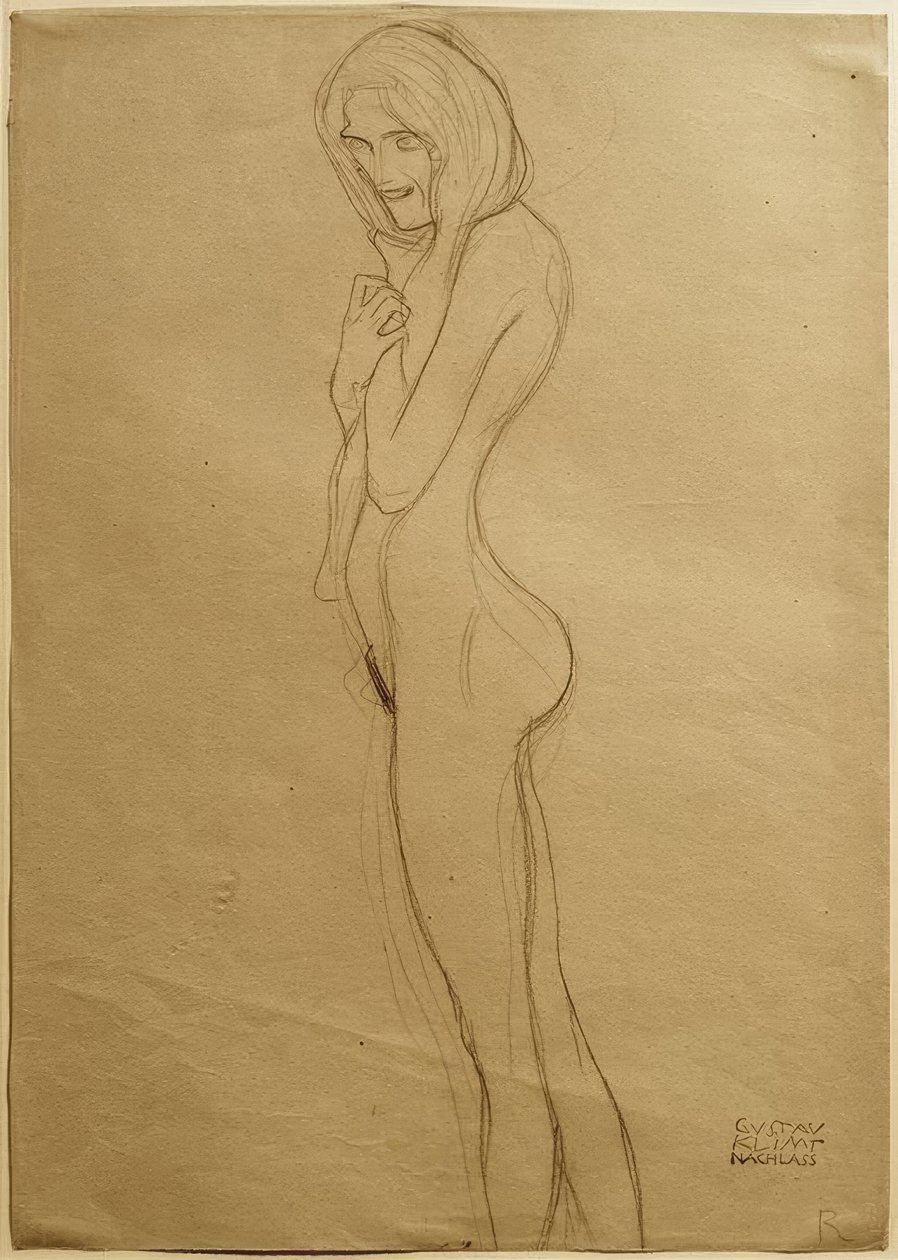 Studie voor de linker Gorgoon in de Beethovenfries door Gustav Klimt