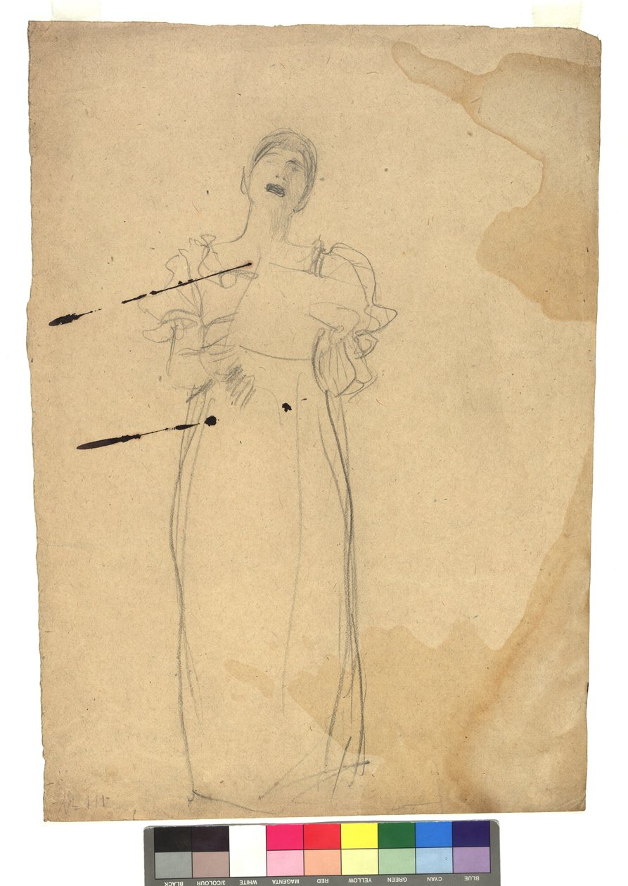 Studie zu einer stehenden Sängerin door Gustav Klimt