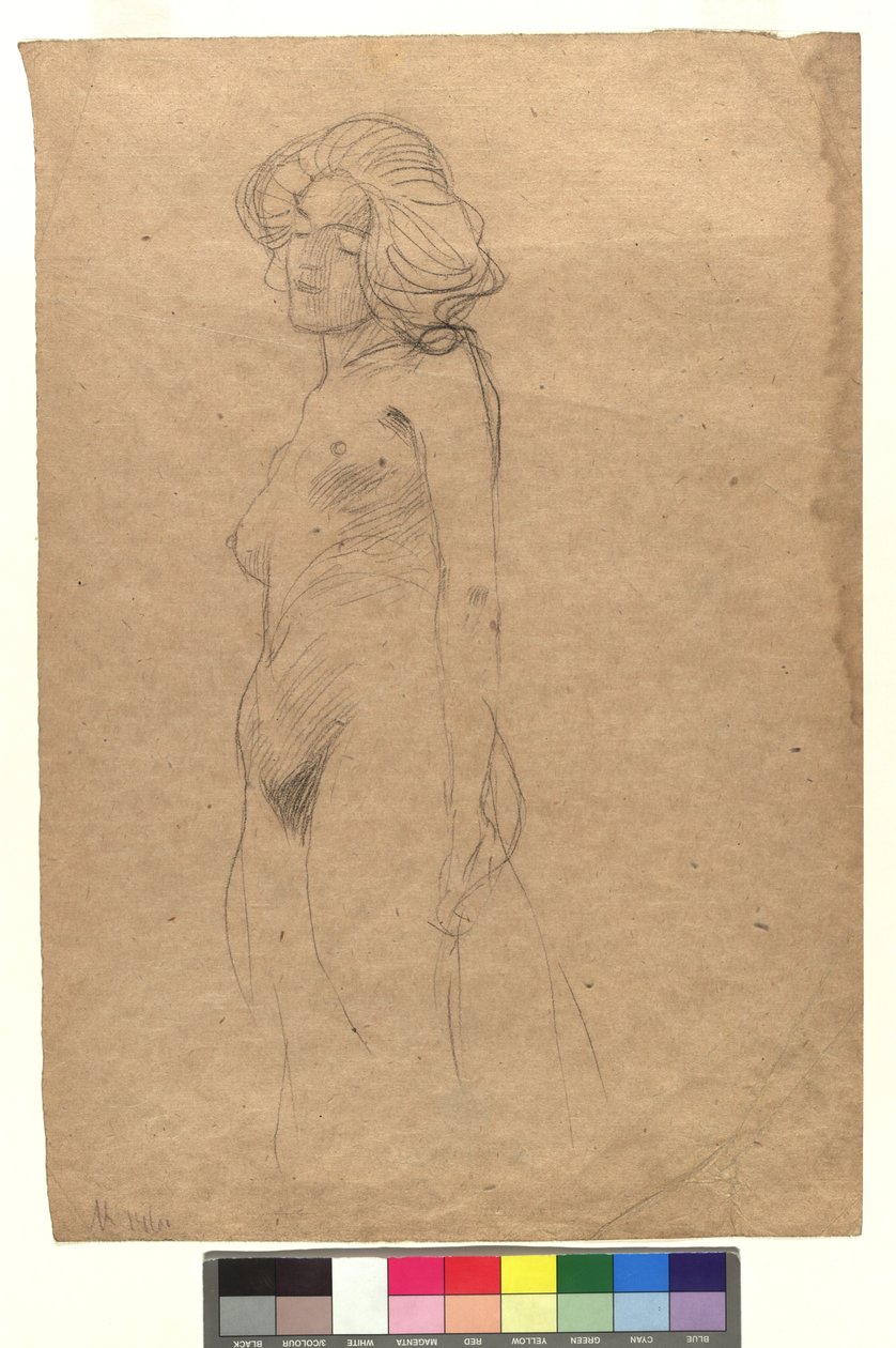 Weiblicher Akt nach links door Gustav Klimt
