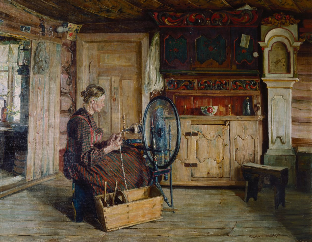 Interieur van Sandbu boerderij in Vaga door Gustav Wentzel