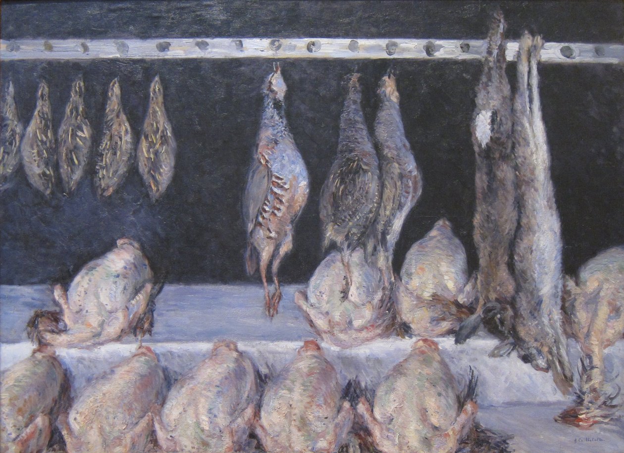 Weergave van kippen en wildvogels door Gustave Caillebotte