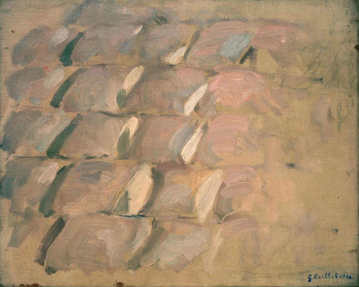Studie voor Rue de Paris, regenachtig weer: de kasseien door Gustave Caillebotte