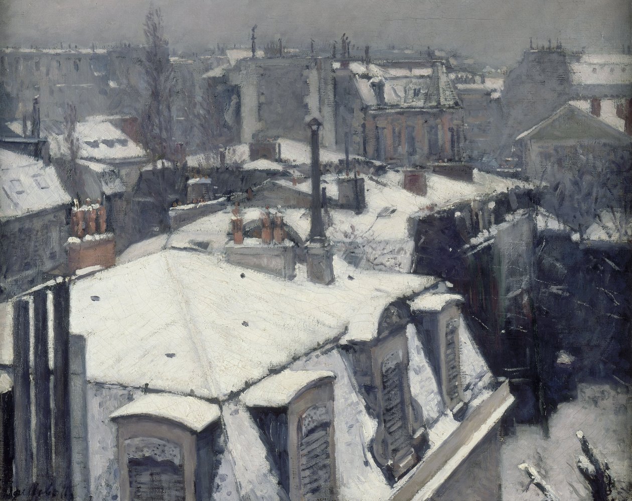 Daken in de sneeuw door Gustave Caillebotte