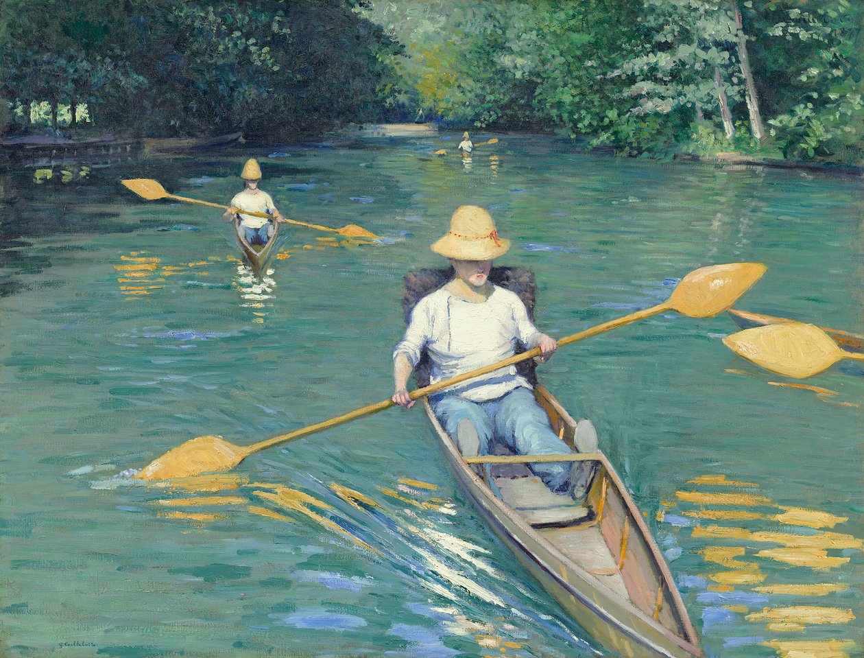 Skiffs, 1877 door Gustave Caillebotte