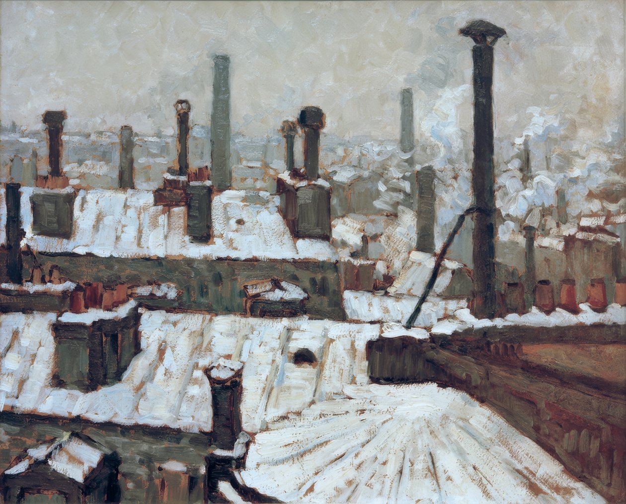 Besneeuwde daken door Gustave Caillebotte