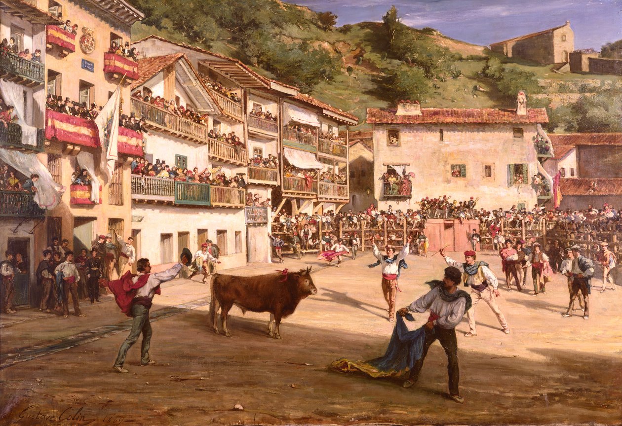 Trainingsgevecht in Biskaje, 1869 door Gustave Colin