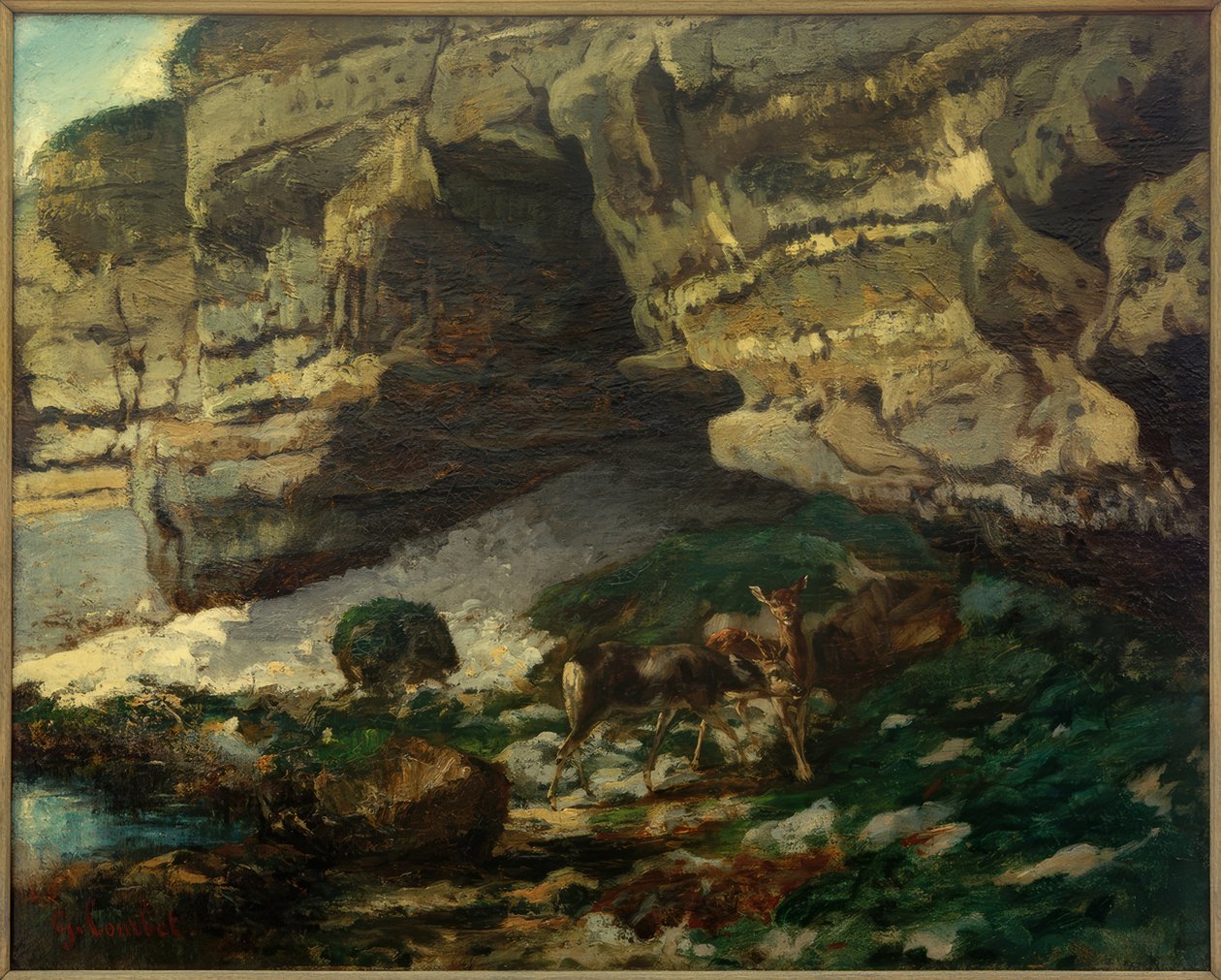 Herten bij de bron door Gustave Courbet