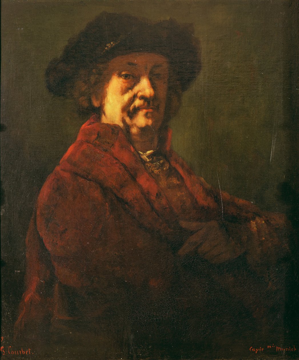 Kopie van een zelfportret van Rembrandt, 1869 door Gustave Courbet