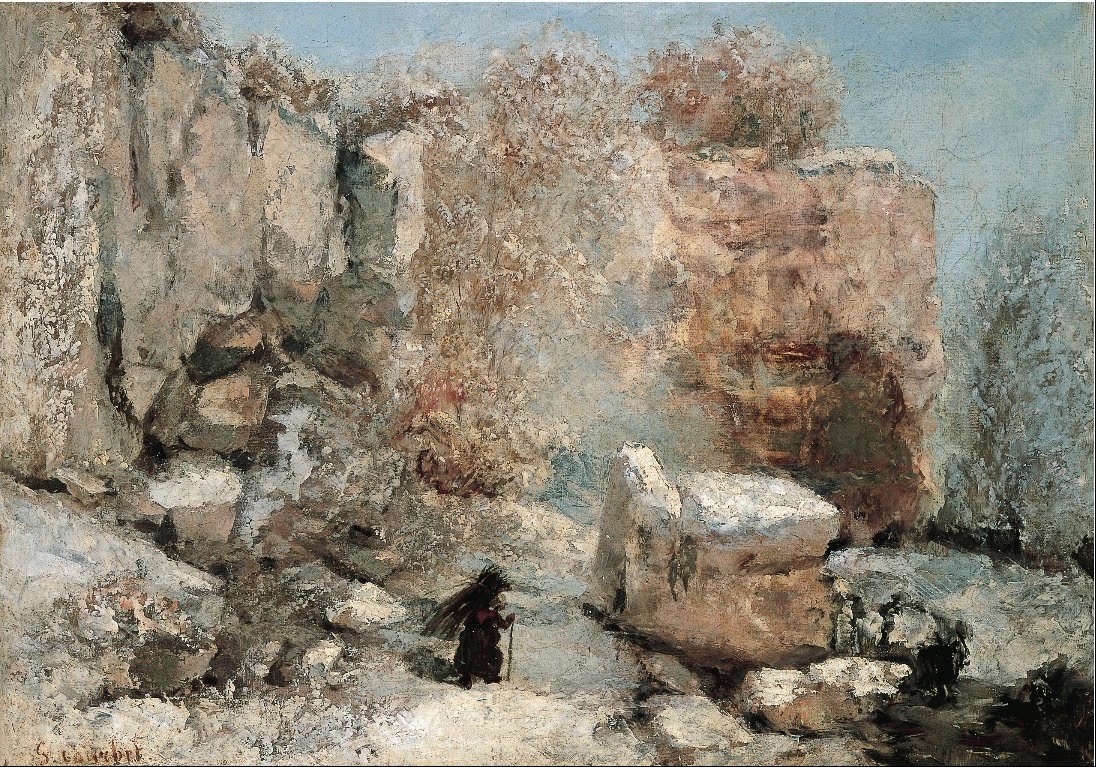 Sneeuweffect in een steengroeve door Gustave Courbet
