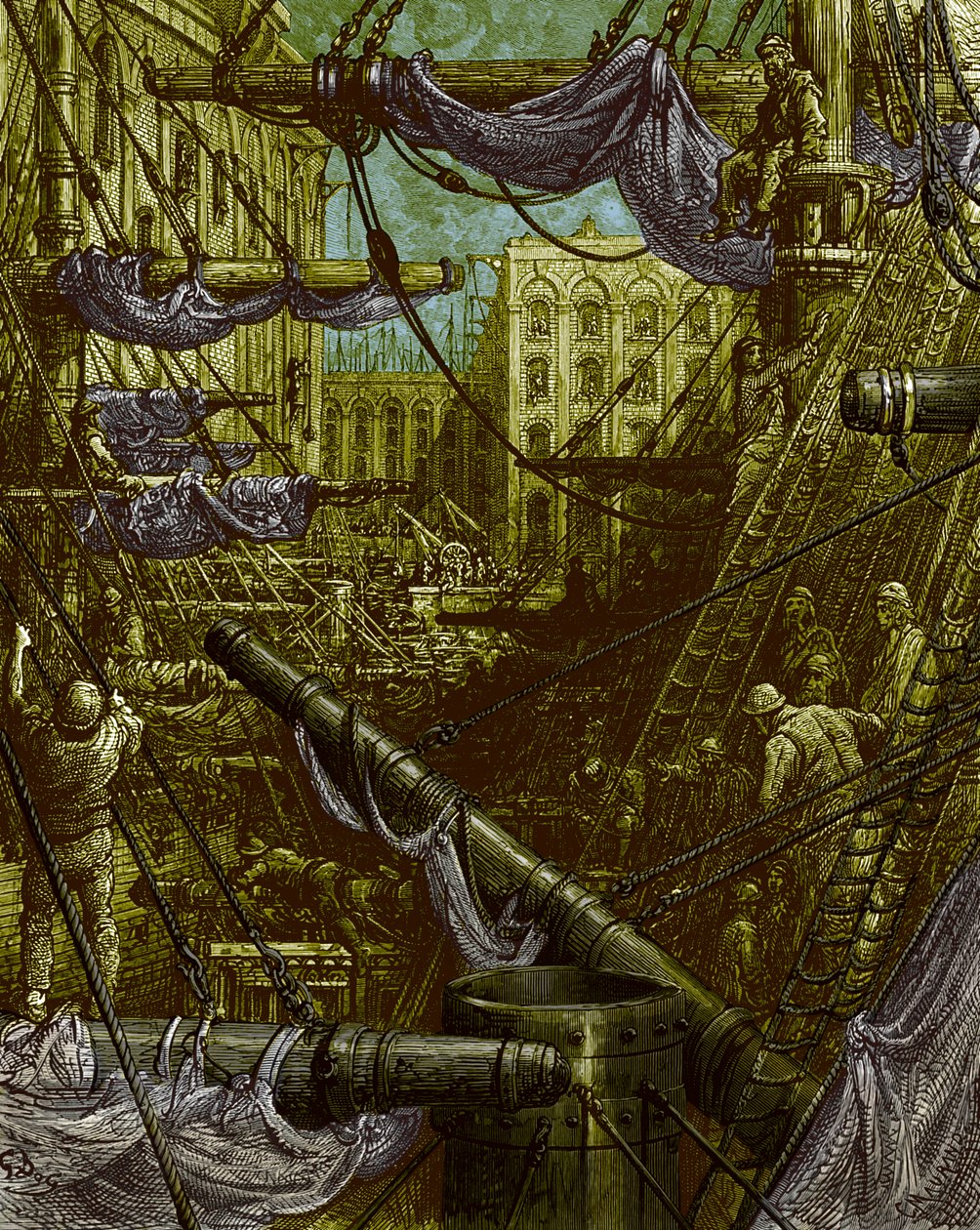 Binnen de dokken door Gustave Doré door Gustave Dore