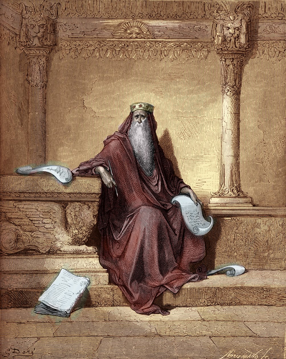 Koning Salomo gravure door Gustave Doré. - Bijbel door Gustave Dore