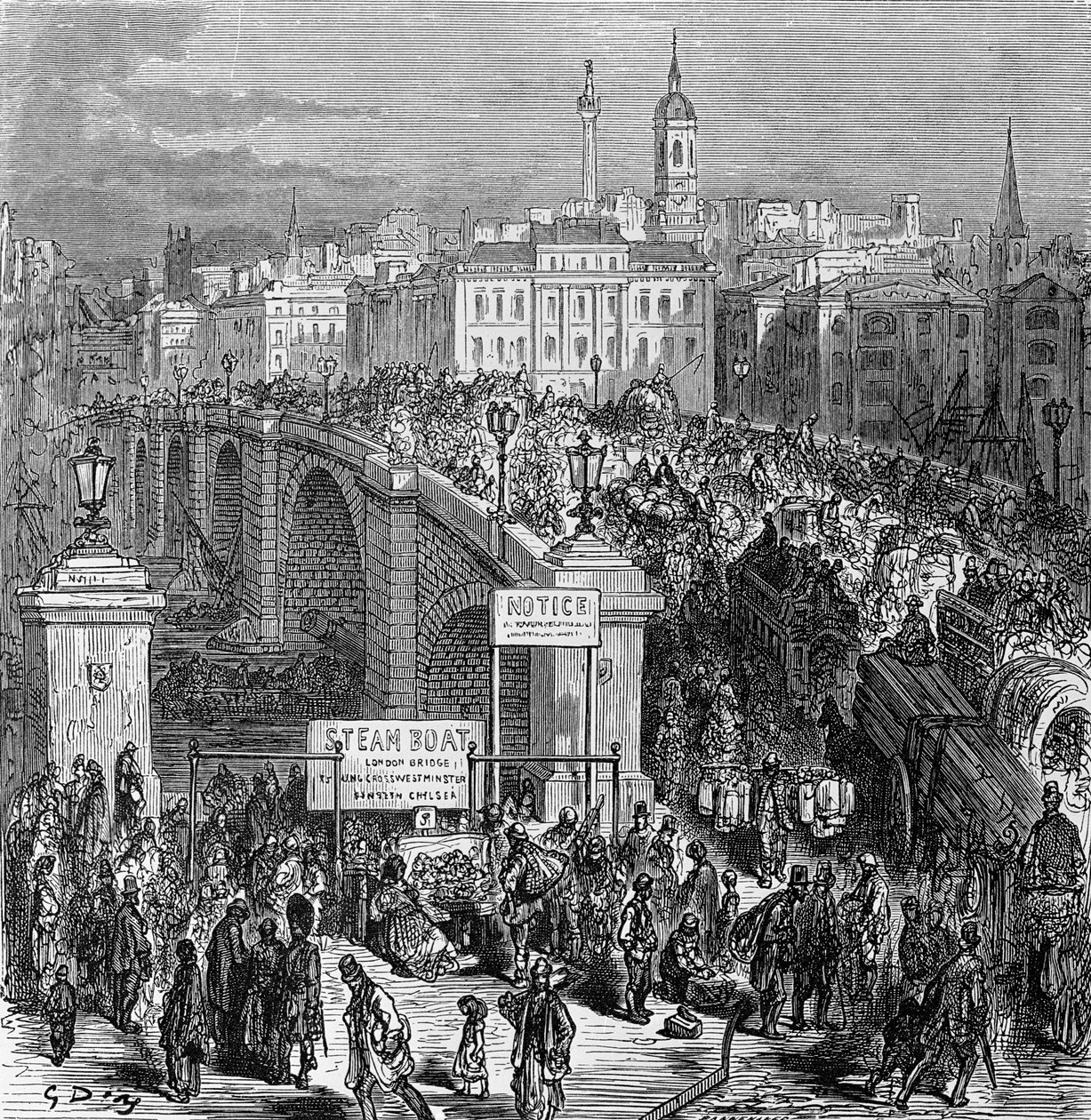 London Bridge, gegraveerd door Stephane Pannemaker, 1875 door Gustave Dore