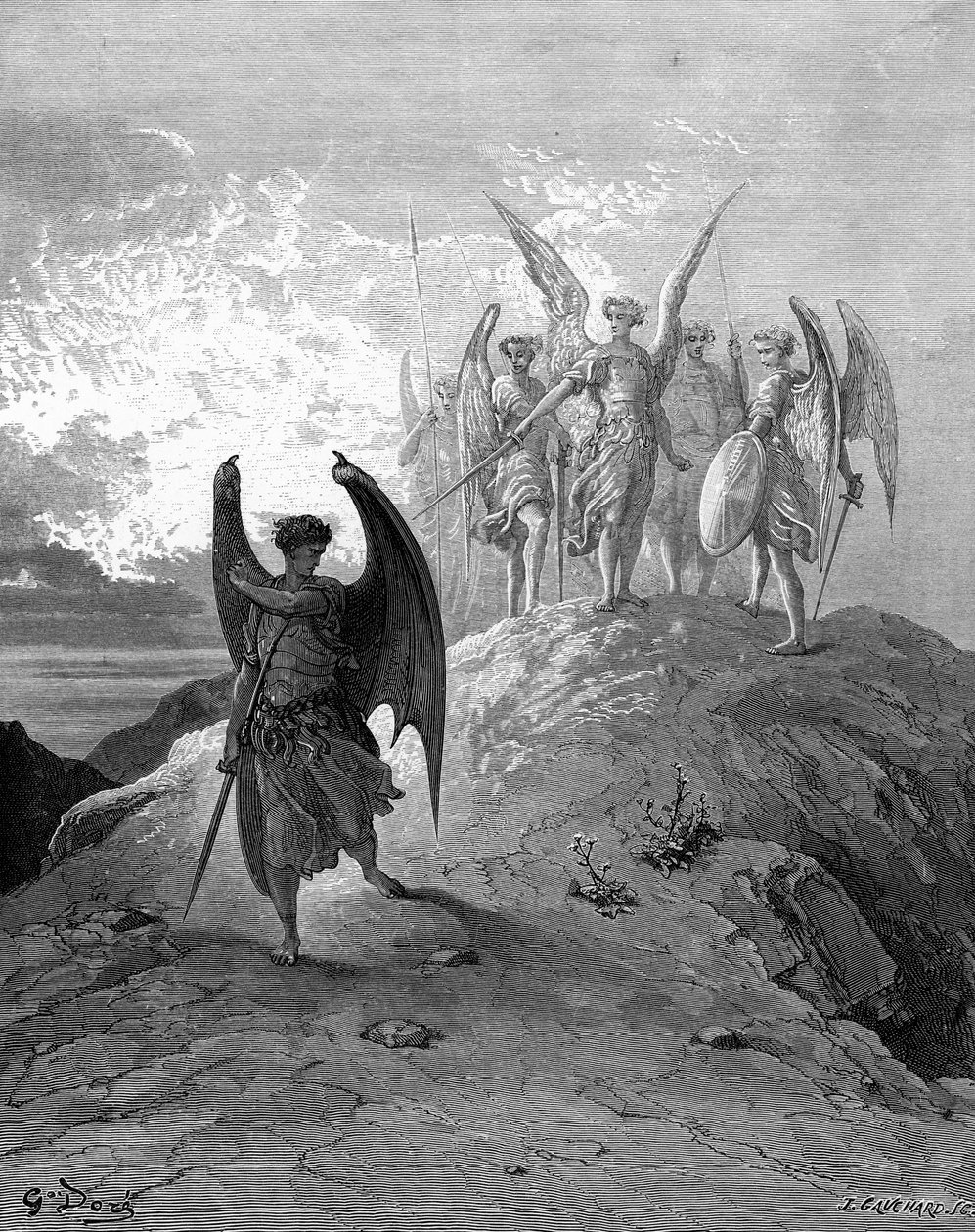 Paradise Lost: Satan wordt verslagen door Doré door Gustave Dore