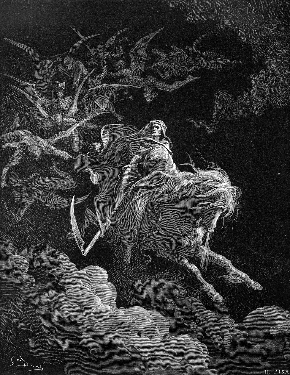 Openbaring: Visioen van de Dood, door Gustave Doré. - Bijbel door Gustave Dore
