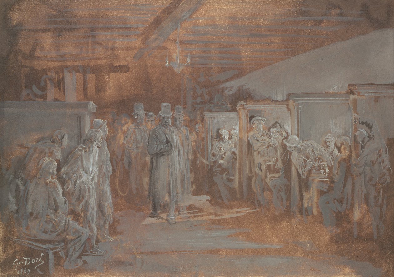 Taveerne in Whitechapel, 1869 door Gustave Dore