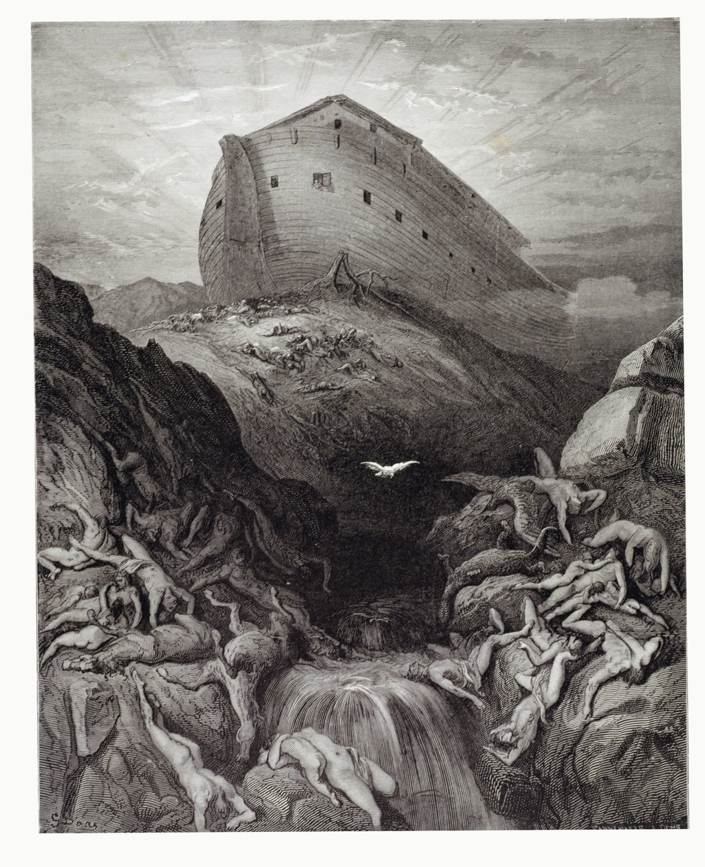 De Duif Uitgezonden vanuit de Ark, gegraveerd door Stephane Pannemaker, ca. 1868 door Gustave Dore