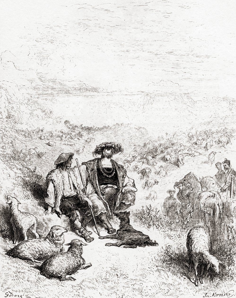 De herder en de koning, uit een late 19e-eeuwse editie van Fabels de La Fontaine door Gustave Dore