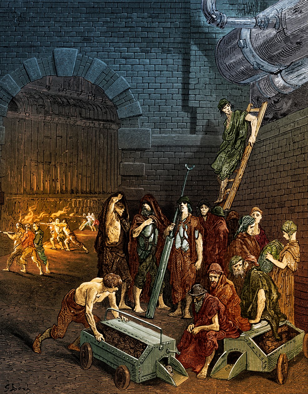 Victoriaans Londen Lambeth Gasfabriek gravure door Gustave Doré door Gustave Dore