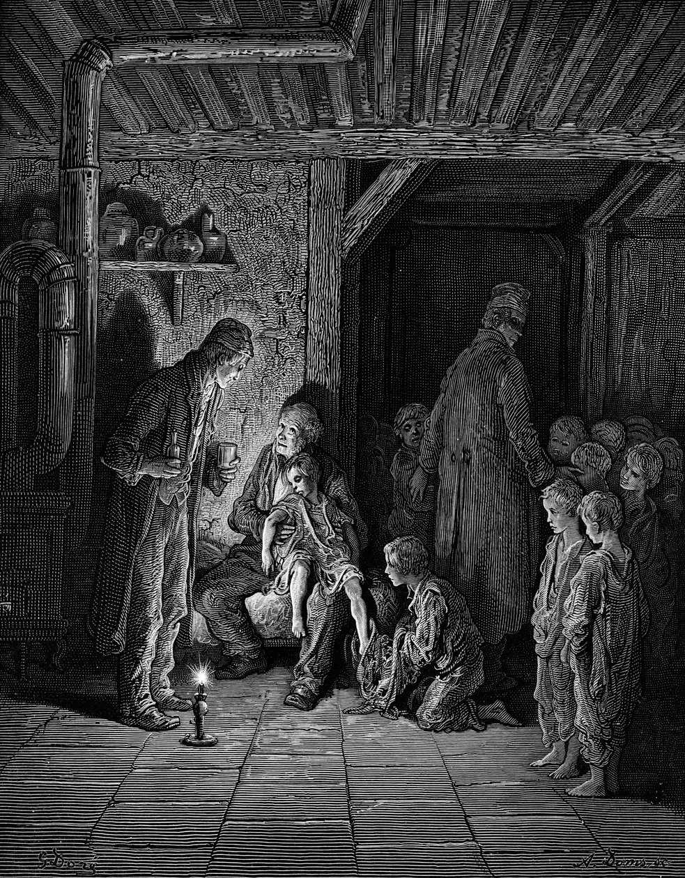 Victoriaans Londen dakloze kinderen door Gustave Dore