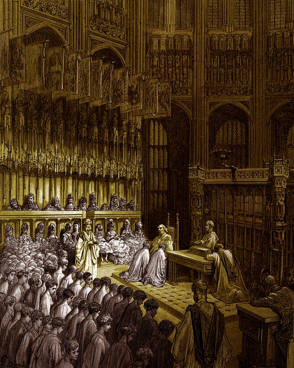 Westminster Abbey - Bevestiging van Westminster Boys door Doré door Gustave Dore