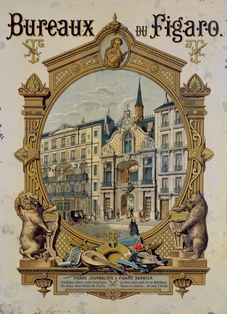Poster ter promotie van de Parijse krant Le Figaro, ca. 1880 door Gustave Grimoin