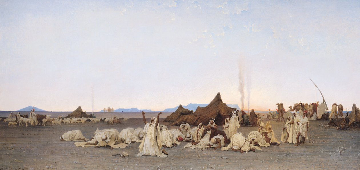 Avondgebed in de Sahara, 1863 door Gustave Guillaumet