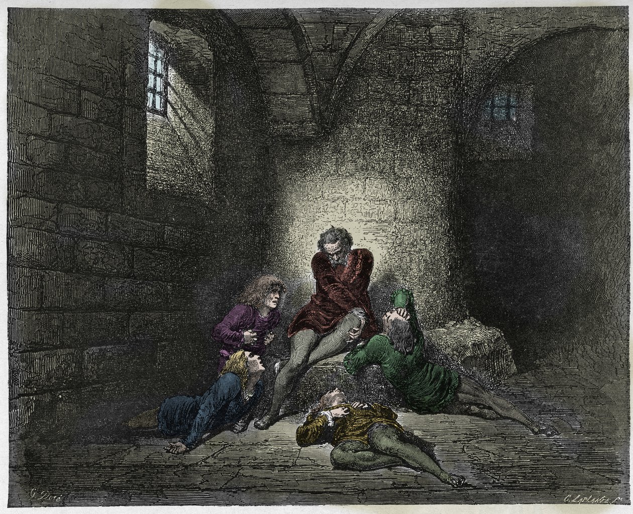 Inferno, Canto 33: Ugolino en zijn zonen opgesloten en uitgehongerd, illustratie uit De Goddelijke Komedie van Dante Alighieri, 1885 door Gustave after Dore