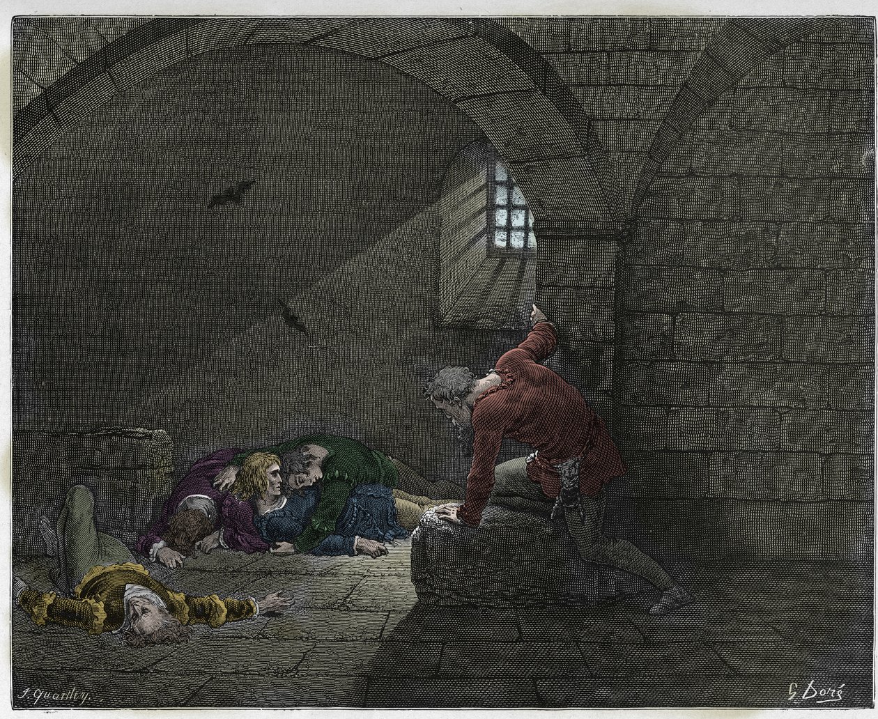 Inferno, Canto 33: Ugolino in de cel met zijn vier dode zonen, illustratie uit De Goddelijke Komedie van Dante Alighieri, 1885 door Gustave after Dore
