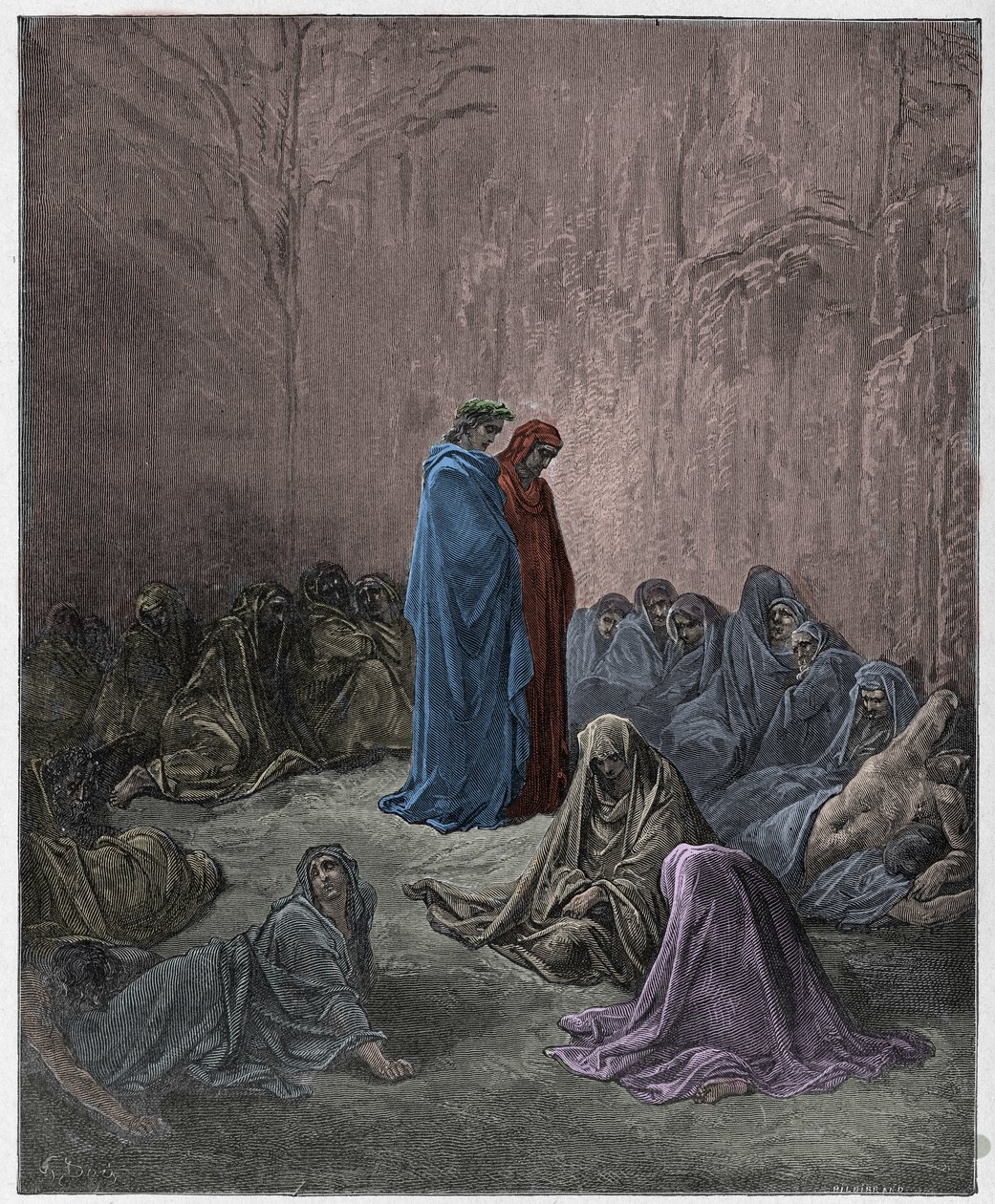 Purgatorio, Canto 13: De zielen van de afgunstigen, illustratie uit De Goddelijke Komedie van Dante Alighieri, 1885 door Gustave after Dore