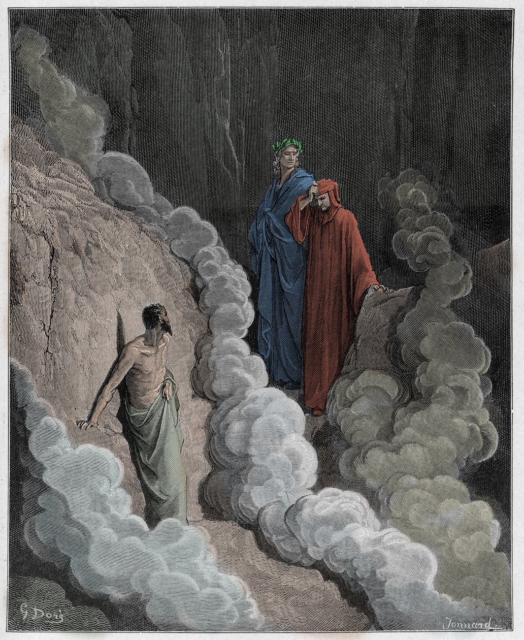 Purgatorio, Canto 16: Dante spreekt tot de ziel van Marco Lombardo, illustratie uit De Goddelijke Komedie van Dante Alighieri, 1885 door Gustave after Dore