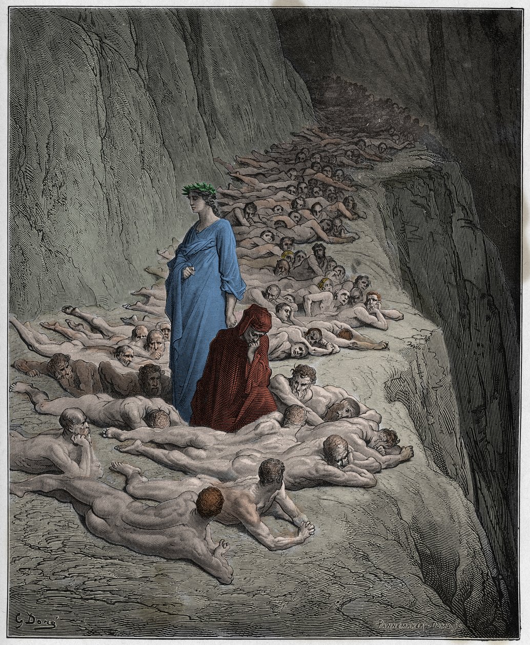 Purgatorio, Canto 19: De zielen van de hebzuchtigen: Adrian V spreekt tot Dante, illustratie uit De Goddelijke Komedie van Dante Alighieri, 1885 door Gustave after Dore