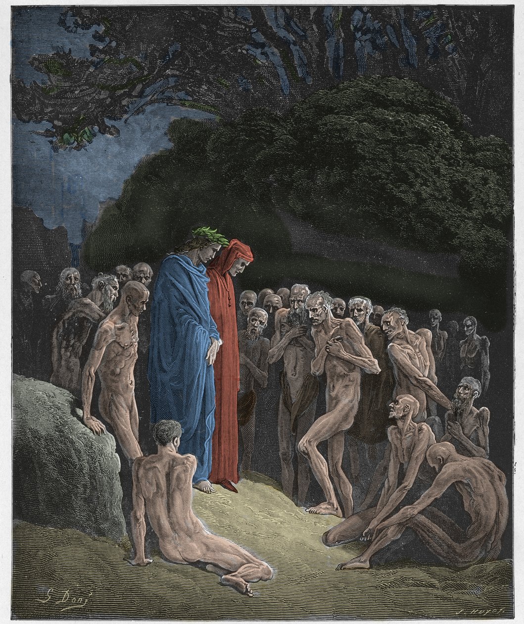 Purgatorio, Canto 23: De zielen van de gulzigaards, illustratie uit De Goddelijke Komedie van Dante Alighieri, 1885 door Gustave after Dore