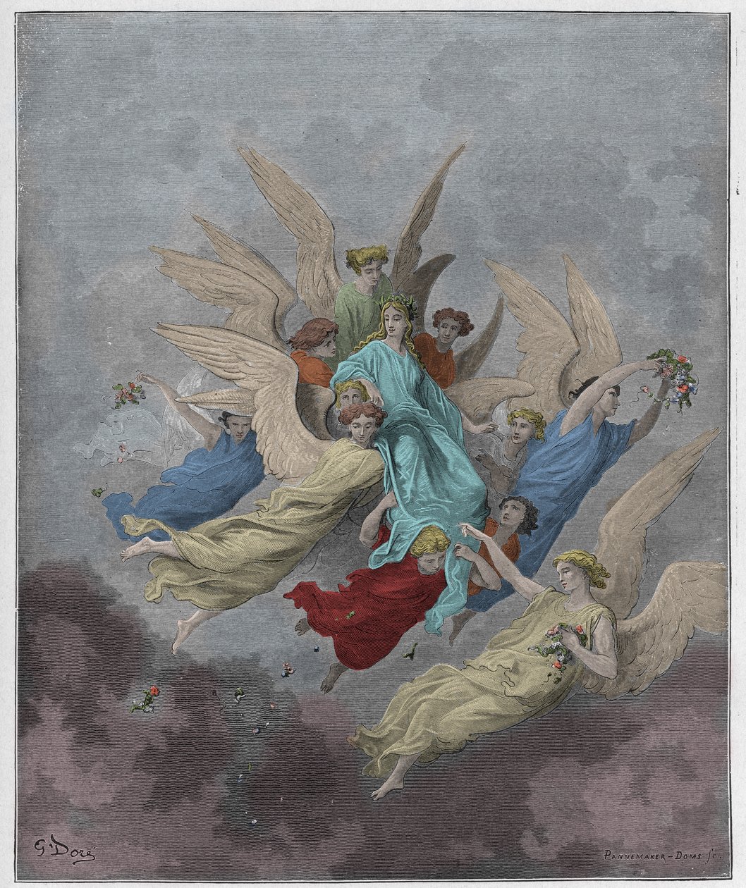 Purgatorio, Canto 30: Beatrice tussen de engelen, illustratie uit De Goddelijke Komedie van Dante Alighieri, 1885 door Gustave after Dore