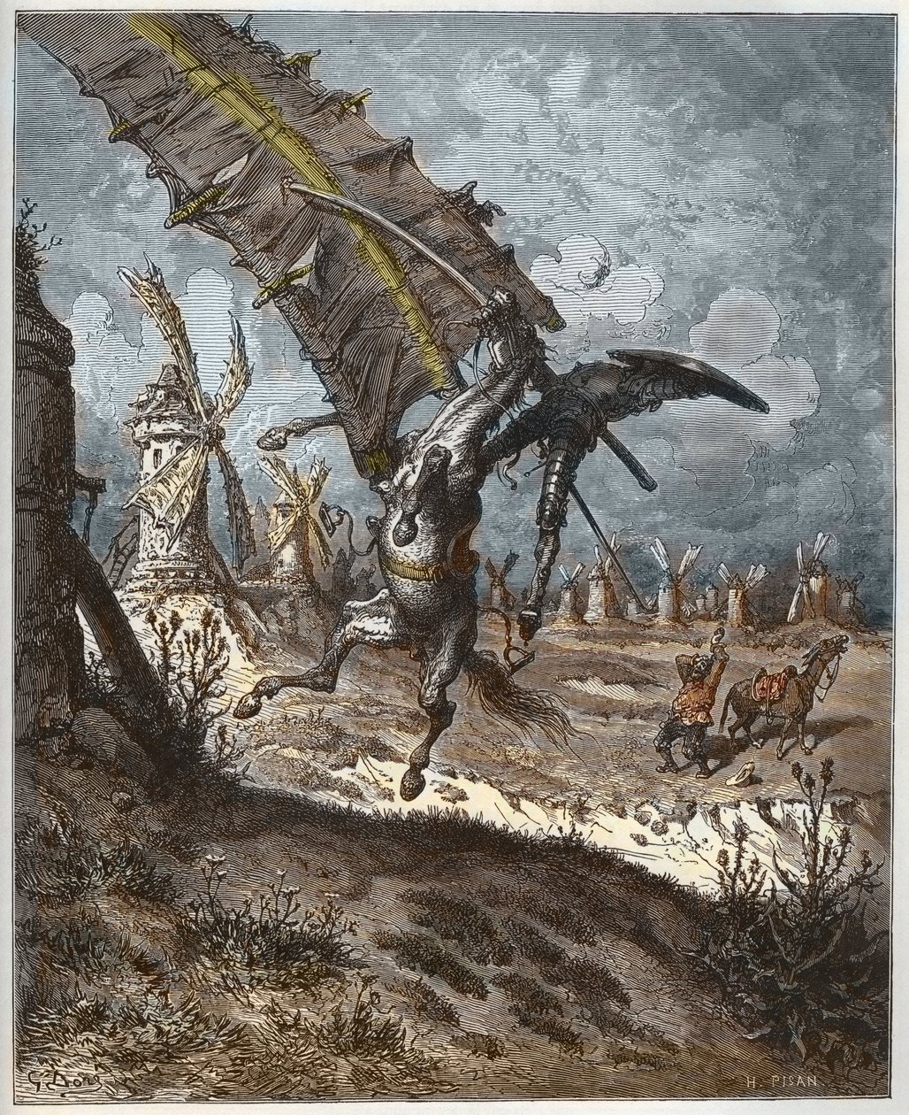 Don Quichot en de windmolens uit 