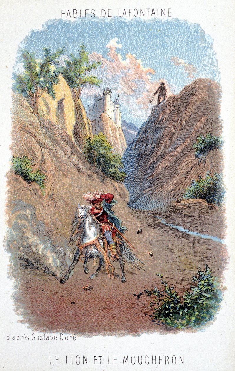Fabels van La Fontaine: De leeuw en de mug, naar Gustave Doré door Gustave (after) Dore