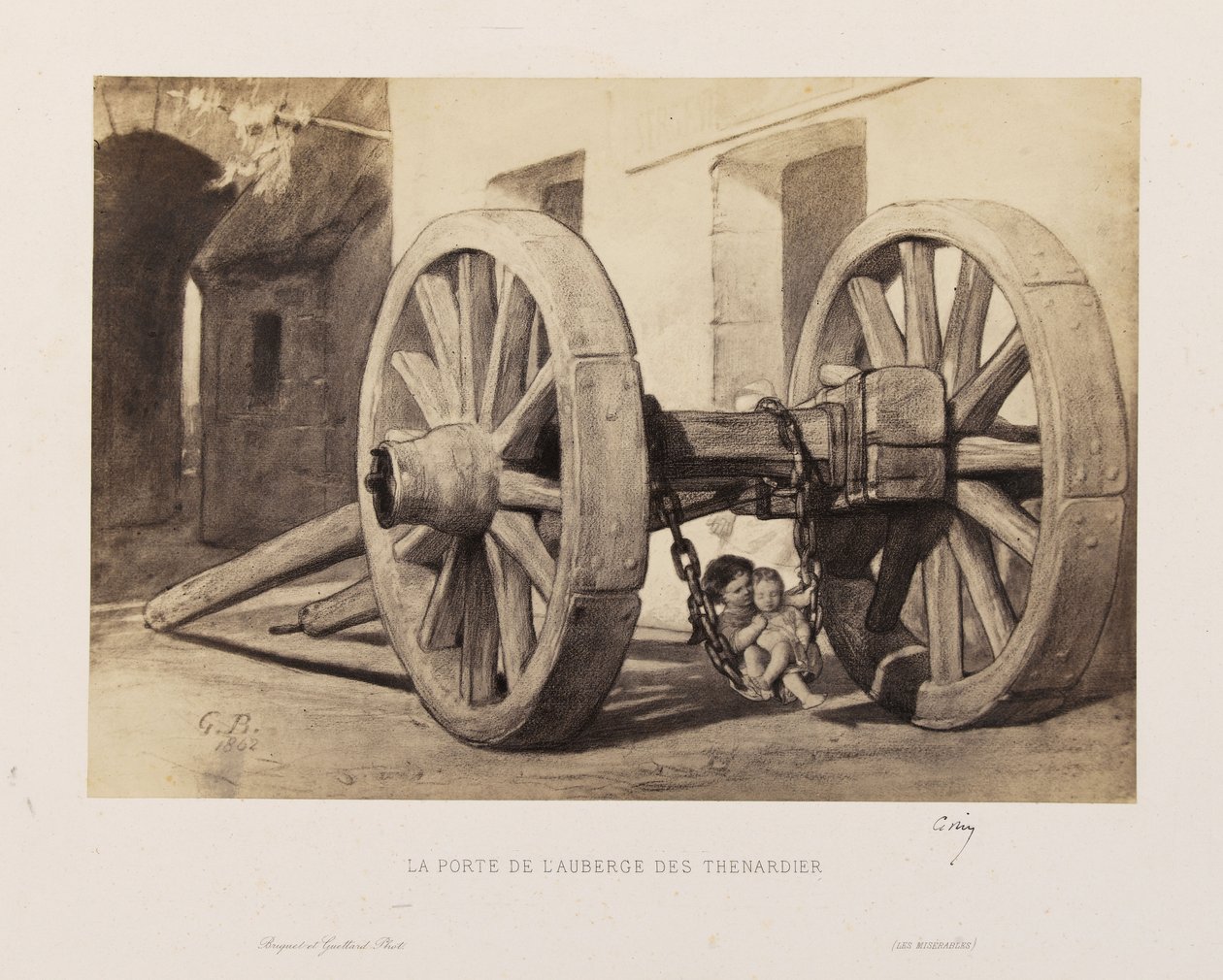 Gustave Brion - De deur van de herberg Thénardier door Gustave Brion