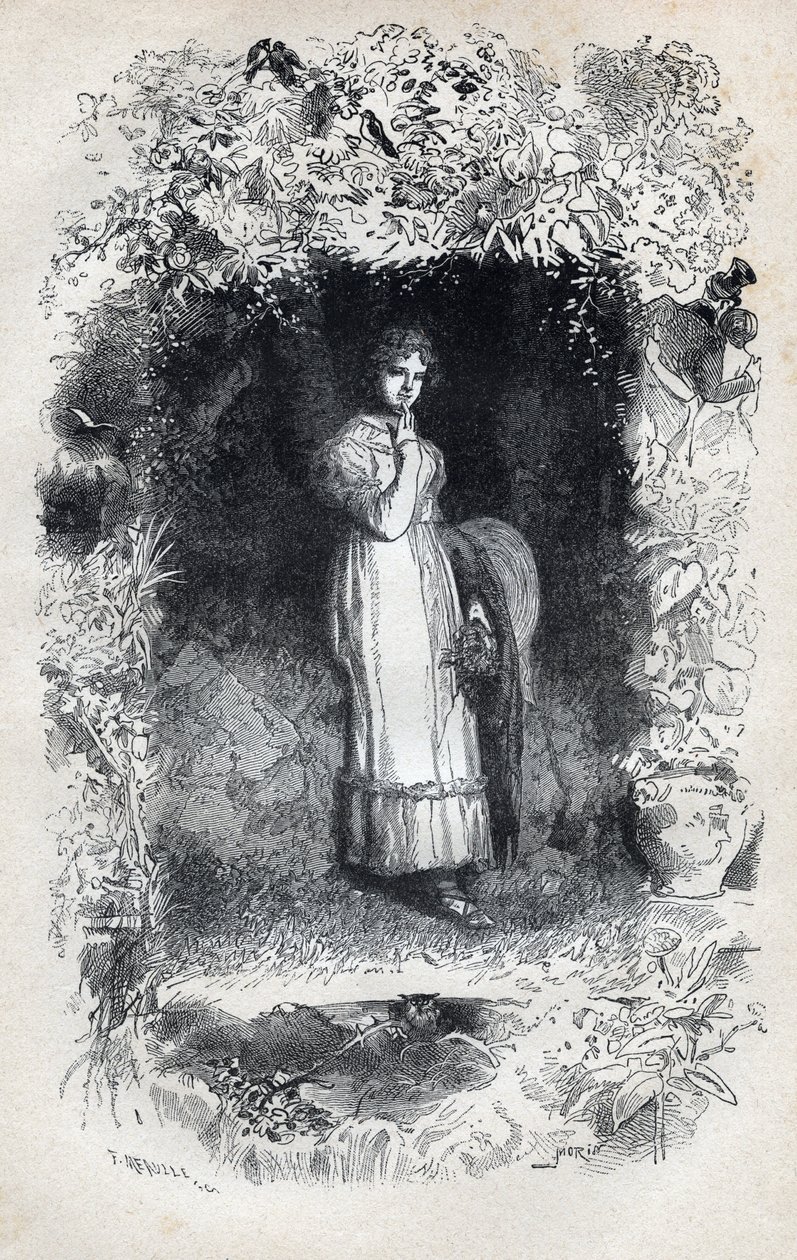 Portret van Fantine verliefd op Tholomyes - Illustratie door Gustave Brion (1824-1877) voor 