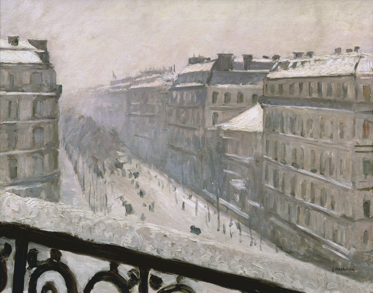 Boulevard Haussmann in de Sneeuw, 1879 of 1881 door Gustave Caillebotte