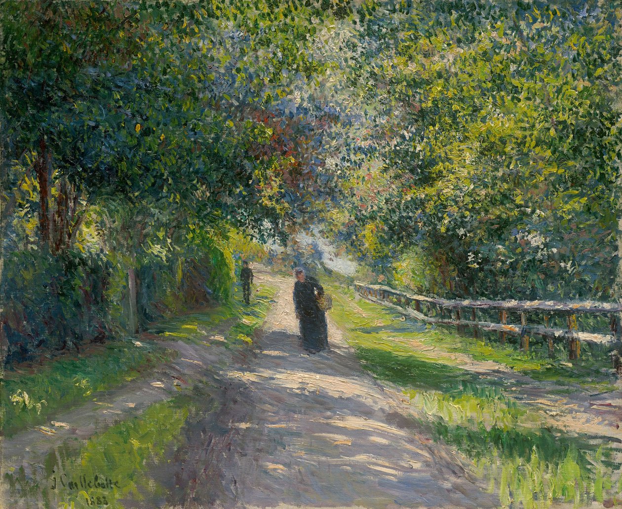 Duits: Allee der Villa des Fleurs in Trouville Laan van de Villa des Fleurs in Trouville door Gustave Caillebotte