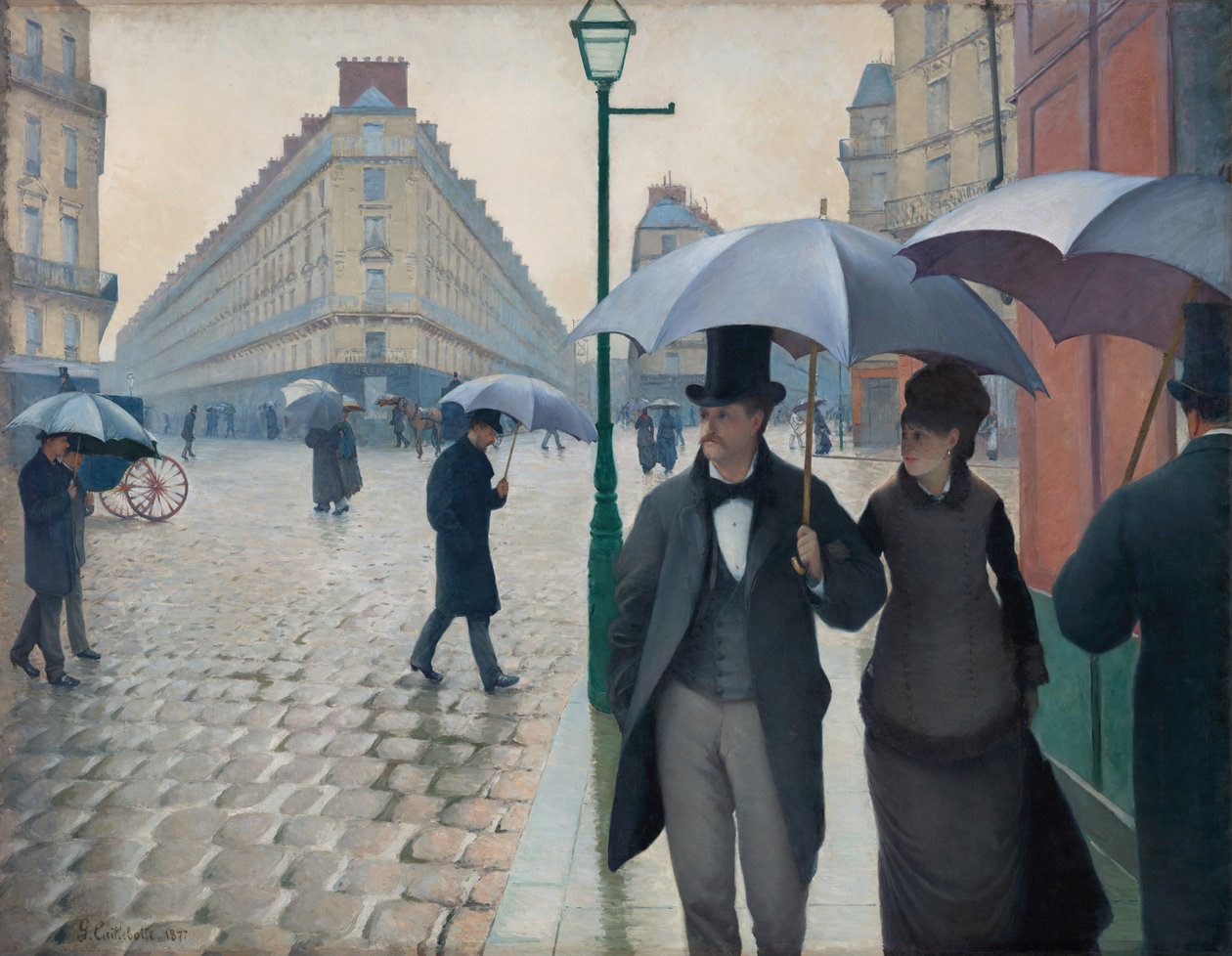 Parijse Straat, Regenachtige Dag door Gustave Caillebotte