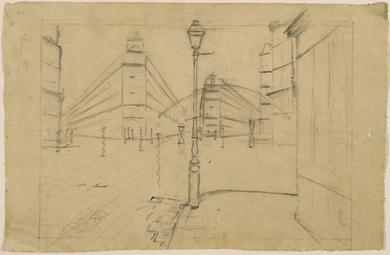 Studie voor Paris Street; Regenachtige dag door Gustave Caillebotte