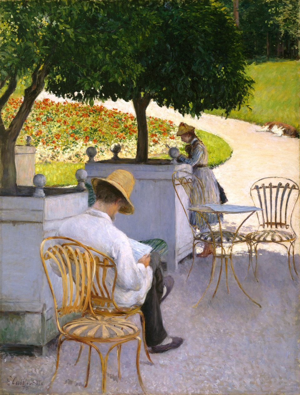 De Sinaasappelbomen of De Broer van de Kunstenaar in Zijn Tuin door Gustave Caillebotte
