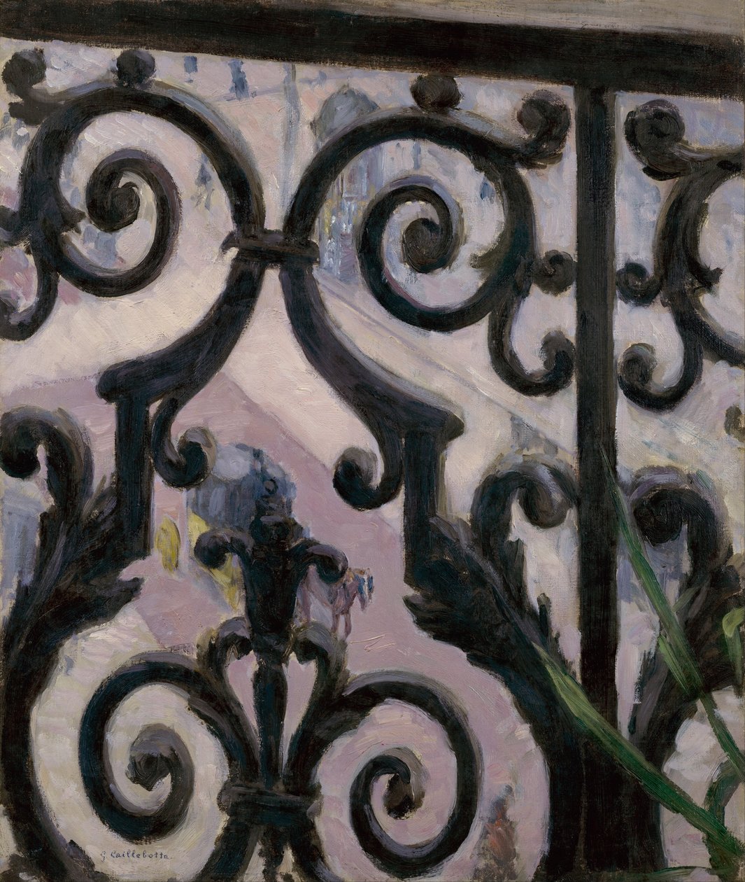Uitzicht vanaf een balkon door Gustave Caillebotte