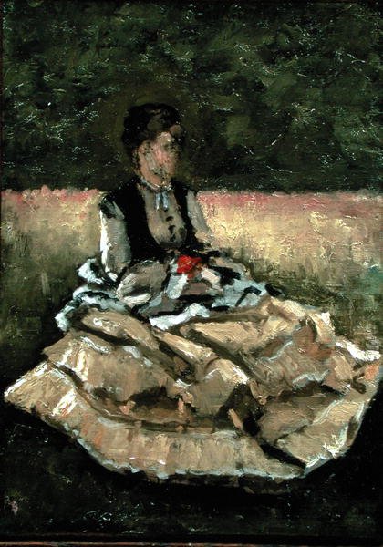 Vrouw Zittend op het Gras door Gustave Caillebotte