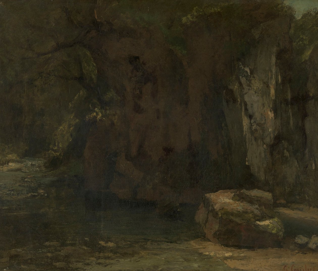 De rotsen van La Loue door Gustave Courbet